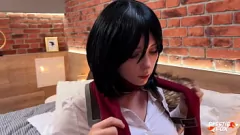 Reproduzir Eren Yeager desencadeia paixão crua: Doggystyle Rough & Double cumshot na bunda e buceta de Mikasa