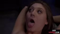 Play A Petite Babe Gets Spanked and Whipped in a Kinky BDSM Domination Session with Her Masters